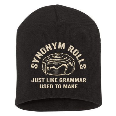 Funny Synonym Rolls Joke Cinnamon Rolls Grammar Pun Teacher Short Acrylic Beanie