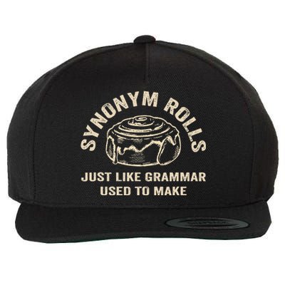 Funny Synonym Rolls Joke Cinnamon Rolls Grammar Pun Teacher Wool Snapback Cap