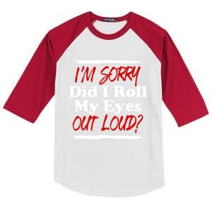 Funny Sarcastic, Roll My Eyes Tee, Funny Saying Kids Colorblock Raglan Jersey