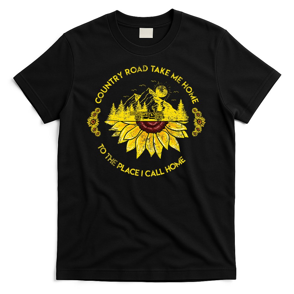Farm Sunflower Road Take Me Home Country  Farmer T-Shirt