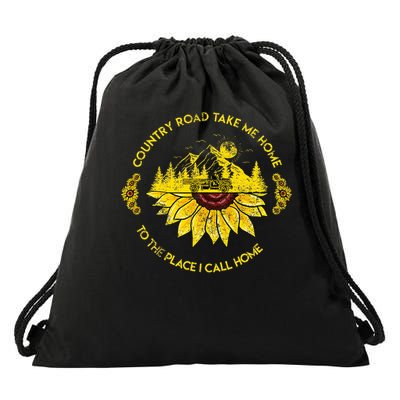 Farm Sunflower Road Take Me Home Country  Farmer Drawstring Bag