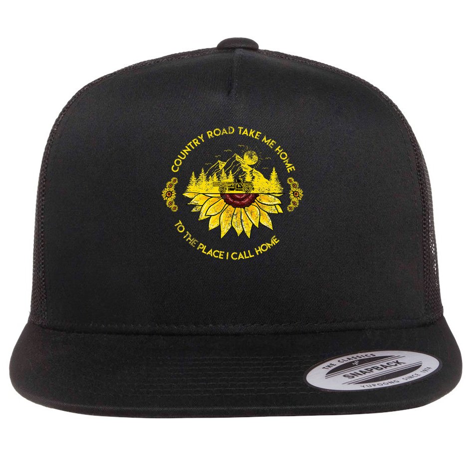 Farm Sunflower Road Take Me Home Country  Farmer Flat Bill Trucker Hat