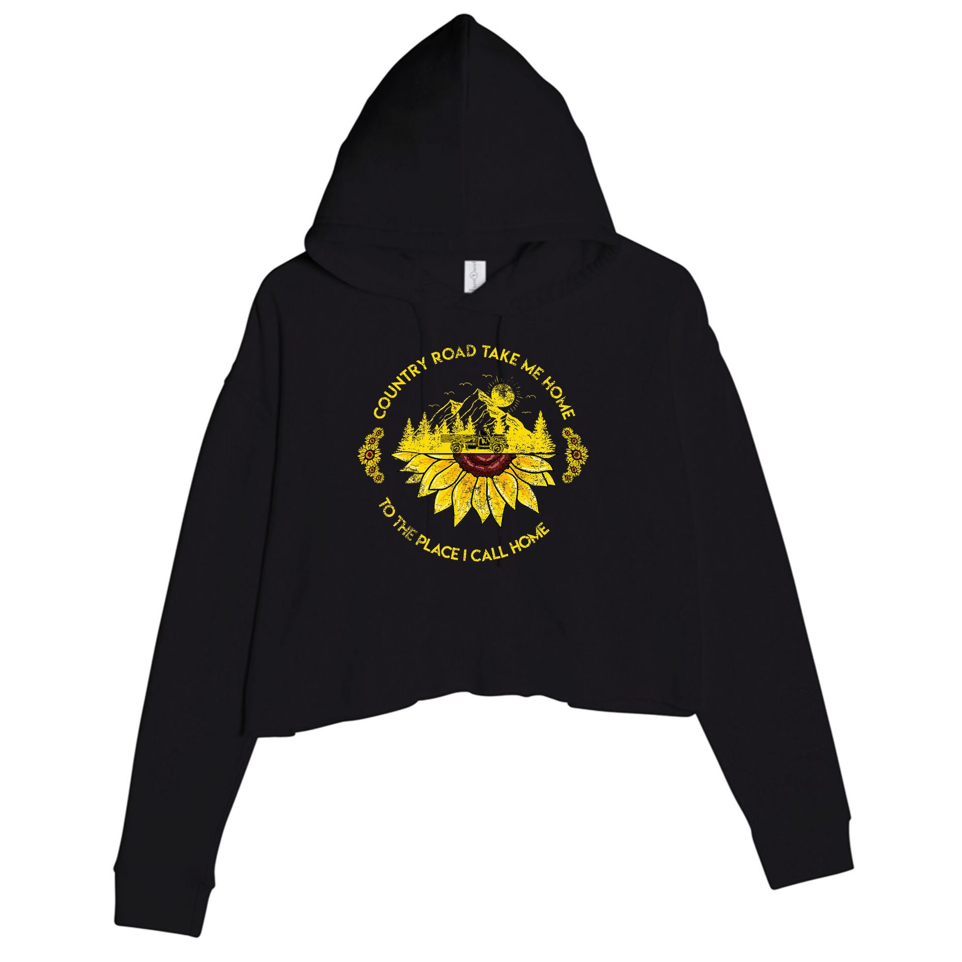 Farm Sunflower Road Take Me Home Country  Farmer Crop Fleece Hoodie
