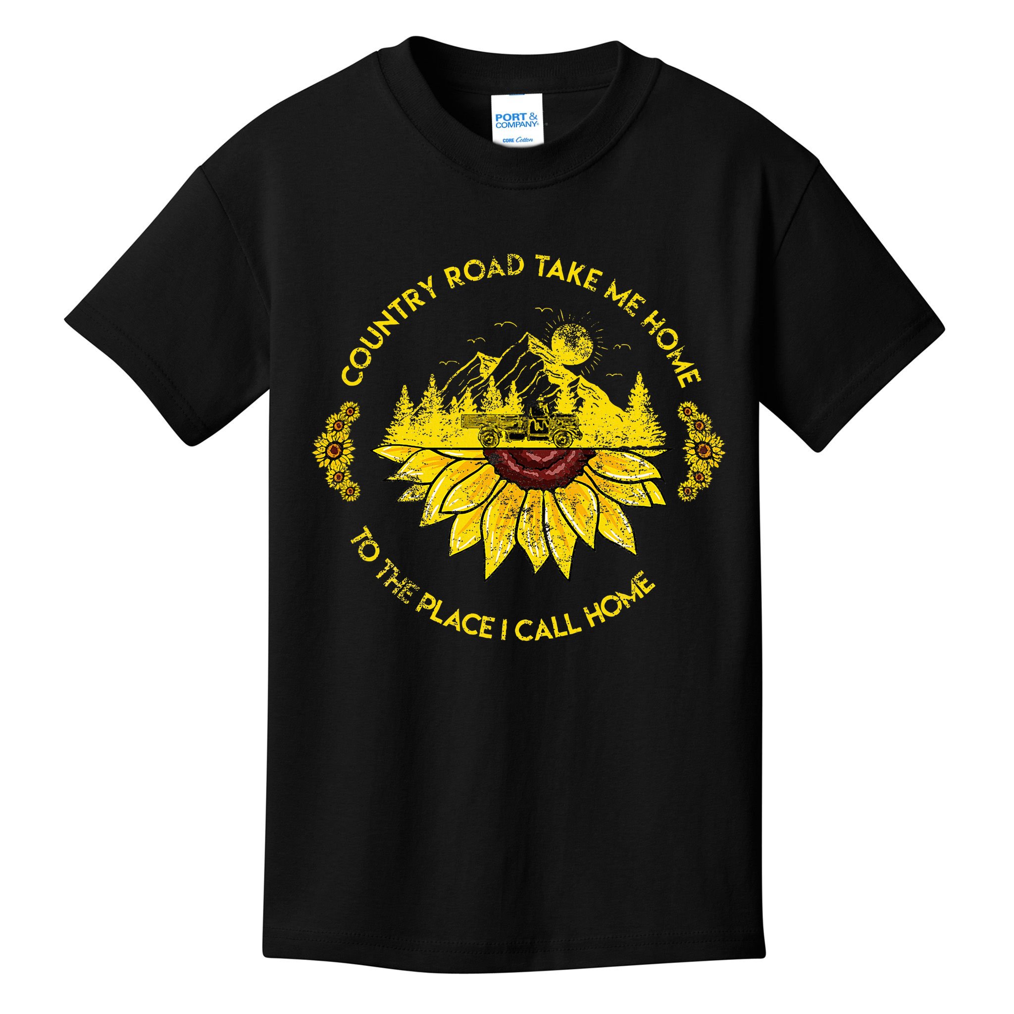 Farm Sunflower Road Take Me Home Country  Farmer Kids T-Shirt