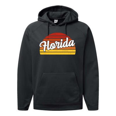 Florida Sunset Retro Vintage Performance Fleece Hoodie