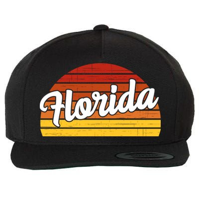 Florida Sunset Retro Vintage Wool Snapback Cap