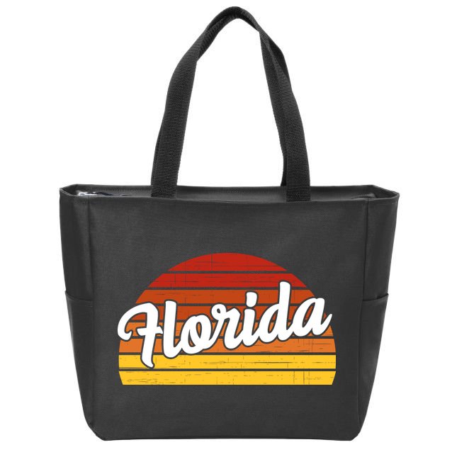 Florida Sunset Retro Vintage Zip Tote Bag