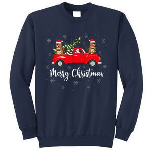 Funny Santa Riding Christmas Tree Truck Beaver Christmas Sweatshirt