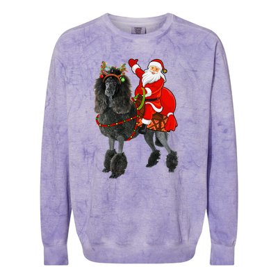 Funny Santa Riding Poodle Christmas, Poodle Family Matching Colorblast Crewneck Sweatshirt