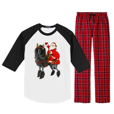 Funny Santa Riding Poodle Christmas, Poodle Family Matching Raglan Sleeve Pajama Set