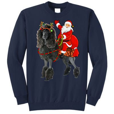 Funny Santa Riding Poodle Christmas, Poodle Family Matching Tall Sweatshirt