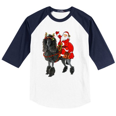 Funny Santa Riding Poodle Christmas, Poodle Family Matching Baseball Sleeve Shirt