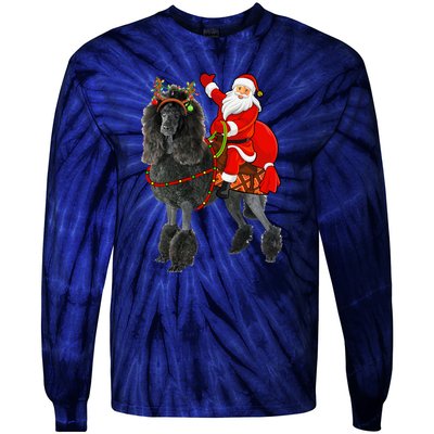 Funny Santa Riding Poodle Christmas, Poodle Family Matching Tie-Dye Long Sleeve Shirt