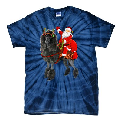 Funny Santa Riding Poodle Christmas, Poodle Family Matching Tie-Dye T-Shirt