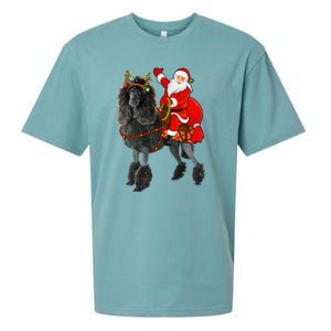 Funny Santa Riding Poodle Christmas, Poodle Family Matching Sueded Cloud Jersey T-Shirt