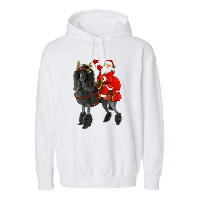 Funny Santa Riding Poodle Christmas, Poodle Family Matching Garment-Dyed Fleece Hoodie