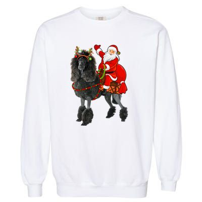 Funny Santa Riding Poodle Christmas, Poodle Family Matching Garment-Dyed Sweatshirt