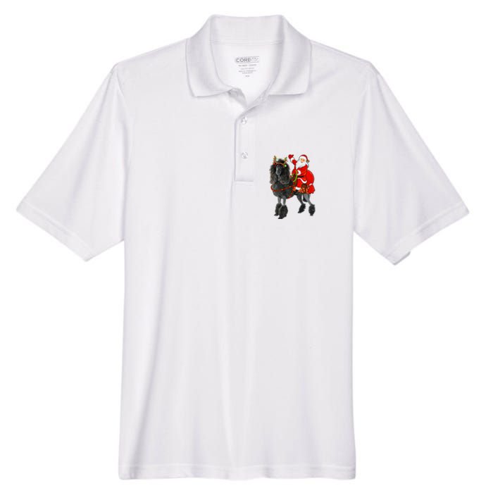 Funny Santa Riding Poodle Christmas, Poodle Family Matching Men's Origin Performance Pique Polo