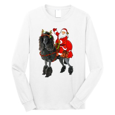 Funny Santa Riding Poodle Christmas, Poodle Family Matching Long Sleeve Shirt