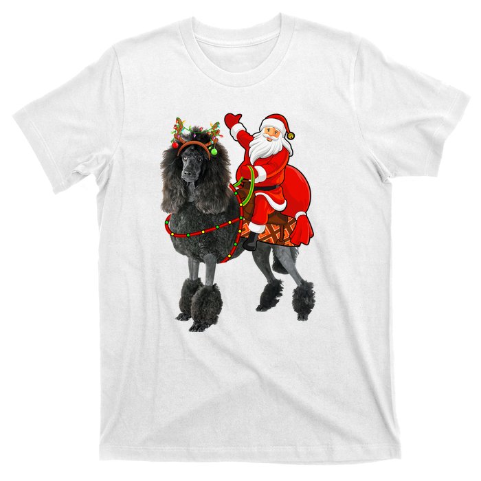 Funny Santa Riding Poodle Christmas, Poodle Family Matching T-Shirt