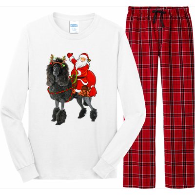 Funny Santa Riding Poodle Christmas, Poodle Family Matching Long Sleeve Pajama Set