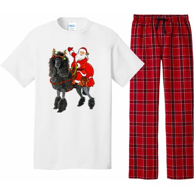 Funny Santa Riding Poodle Christmas, Poodle Family Matching Pajama Set