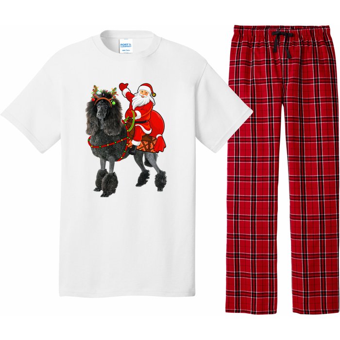 Funny Santa Riding Poodle Christmas, Poodle Family Matching Pajama Set