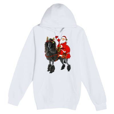 Funny Santa Riding Poodle Christmas, Poodle Family Matching Premium Pullover Hoodie