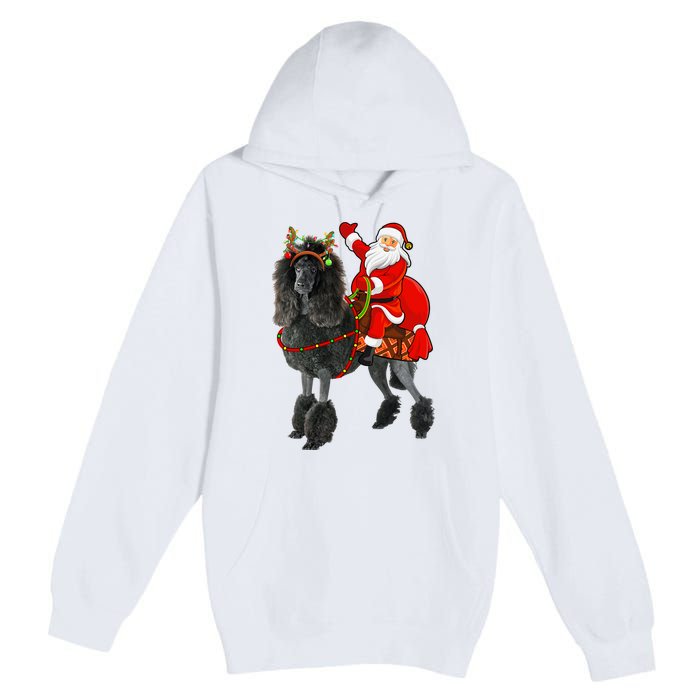 Funny Santa Riding Poodle Christmas, Poodle Family Matching Premium Pullover Hoodie