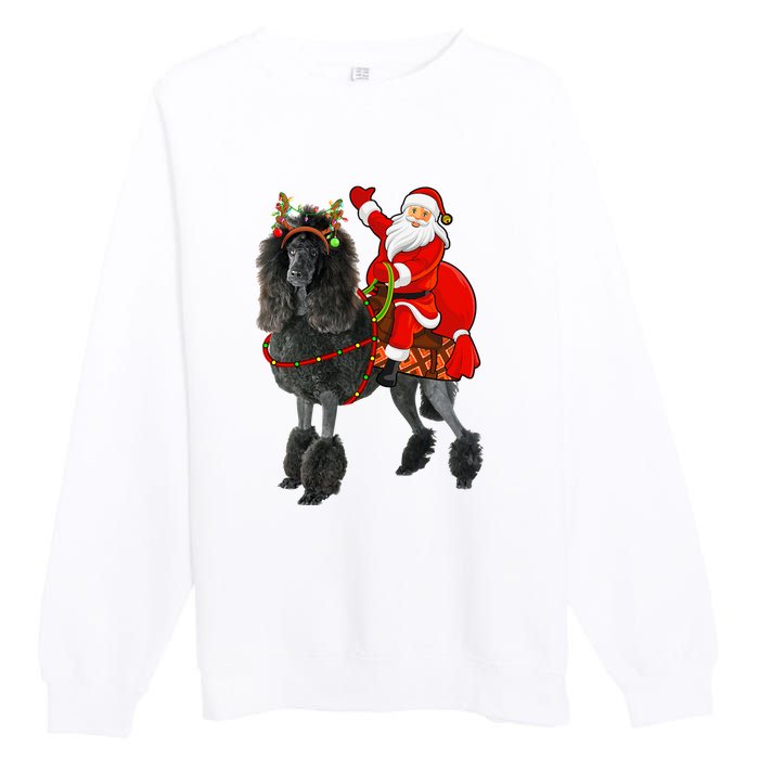 Funny Santa Riding Poodle Christmas, Poodle Family Matching Premium Crewneck Sweatshirt