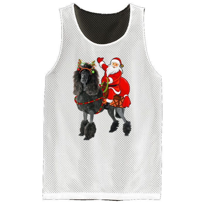 Funny Santa Riding Poodle Christmas, Poodle Family Matching Mesh Reversible Basketball Jersey Tank