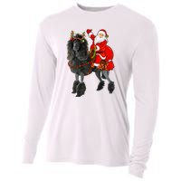 Funny Santa Riding Poodle Christmas, Poodle Family Matching Cooling Performance Long Sleeve Crew