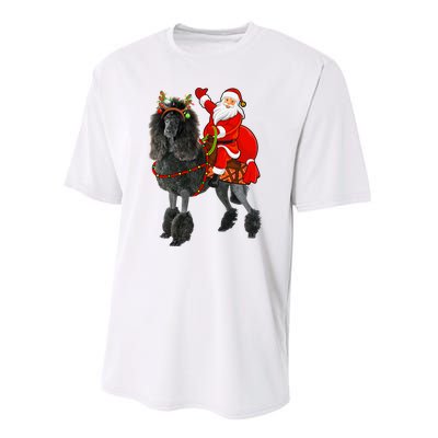 Funny Santa Riding Poodle Christmas, Poodle Family Matching Performance Sprint T-Shirt