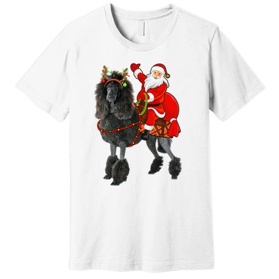 Funny Santa Riding Poodle Christmas, Poodle Family Matching Premium T-Shirt