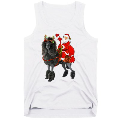 Funny Santa Riding Poodle Christmas, Poodle Family Matching Tank Top