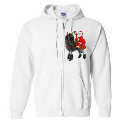 Funny Santa Riding Poodle Christmas, Poodle Family Matching Full Zip Hoodie