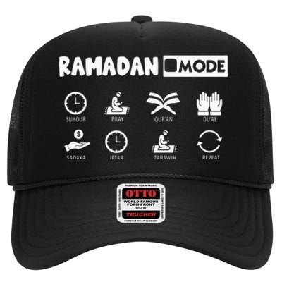 Fasting Salat Ramadan Mode Mubarak Kareem High Crown Mesh Back Trucker Hat