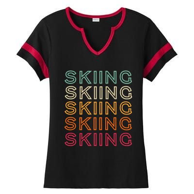 Funny Skiing Retro Ski Vintage Skiing Funny Gift Ladies Halftime Notch Neck Tee