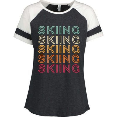 Funny Skiing Retro Ski Vintage Skiing Funny Gift Enza Ladies Jersey Colorblock Tee