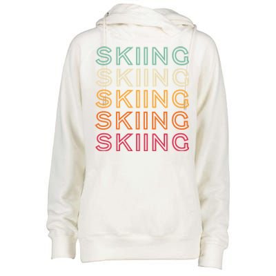 Funny Skiing Retro Ski Vintage Skiing Funny Gift Womens Funnel Neck Pullover Hood