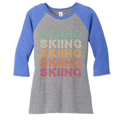 Funny Skiing Retro Ski Vintage Skiing Funny Gift Women's Tri-Blend 3/4-Sleeve Raglan Shirt