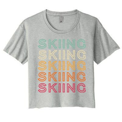 Funny Skiing Retro Ski Vintage Skiing Funny Gift Women's Crop Top Tee