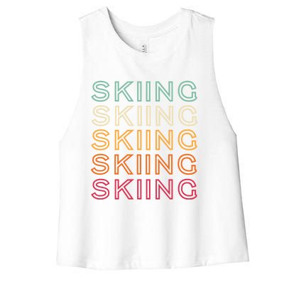 Funny Skiing Retro Ski Vintage Skiing Funny Gift Women's Racerback Cropped Tank