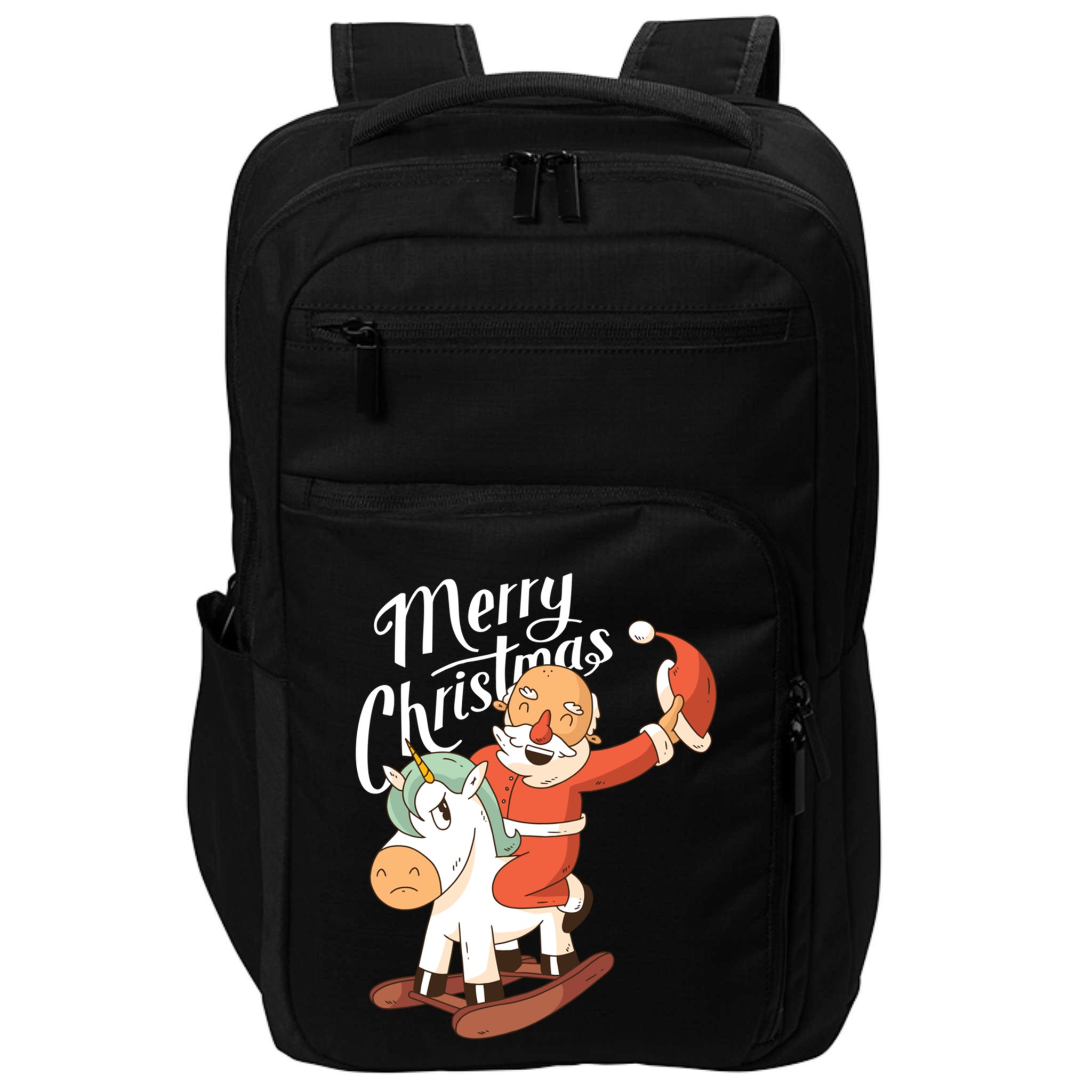 Funny Santa Riding Xmas Unicorn Rodeo Merry Christmas Gift Impact Tech Backpack