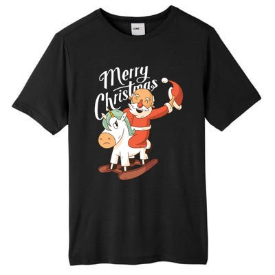 Funny Santa Riding Xmas Unicorn Rodeo Merry Christmas Gift Tall Fusion ChromaSoft Performance T-Shirt