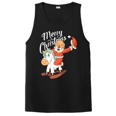 Funny Santa Riding Xmas Unicorn Rodeo Merry Christmas Gift PosiCharge Competitor Tank