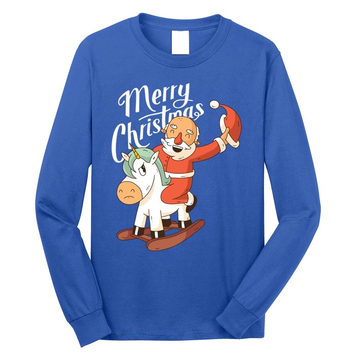 Funny Santa Riding Xmas Unicorn Rodeo Merry Christmas Gift Long Sleeve Shirt