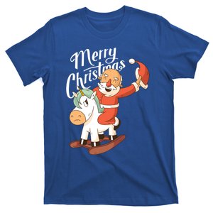 Funny Santa Riding Xmas Unicorn Rodeo Merry Christmas Gift T-Shirt