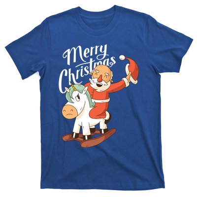 Funny Santa Riding Xmas Unicorn Rodeo Merry Christmas Gift T-Shirt