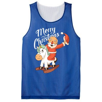 Funny Santa Riding Xmas Unicorn Rodeo Merry Christmas Gift Mesh Reversible Basketball Jersey Tank